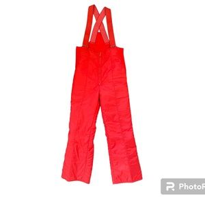 Skitique international vintage cherry red snowsuit with bib 1980s 80s M